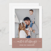 シンプル赤面スエレガントクリプト家族の写真イースター シーズンカード (正面/裏面)