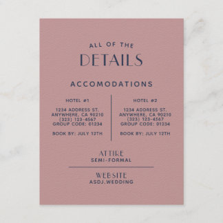 シンプル赤面ネービ結婚ーズ詳細囲い エンクロージャーカード