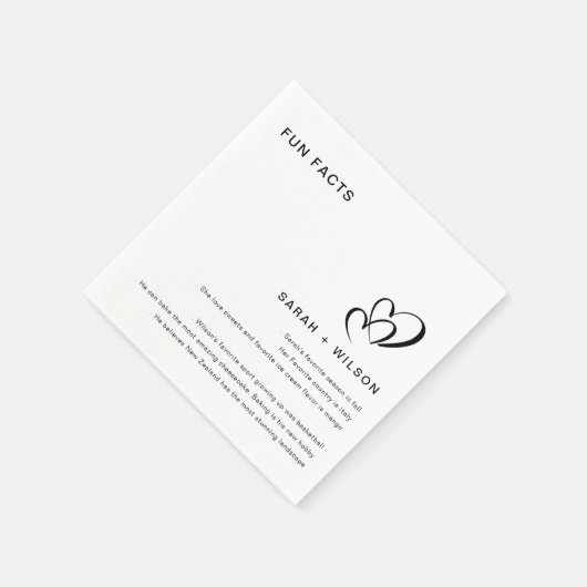 シンプル赤面ハート結婚のおもしろい事実 スタンダードカクテルナプキン (角)