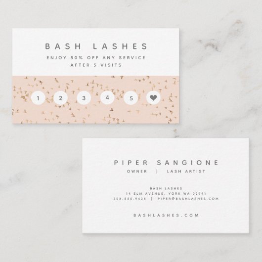 シンプル赤面ピンクと金ゴールドプロフェッショナル顧客 ロイヤリティカード (正面/裏面)