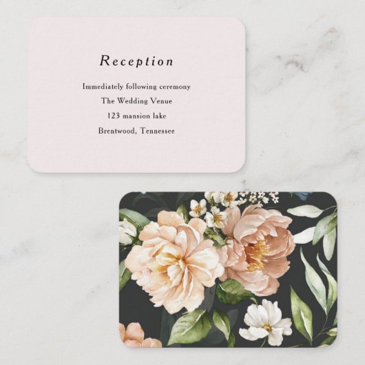 シンプル赤面ピンクのシック小さな結婚詳細カード エンクロージャーカード (正面/裏面)