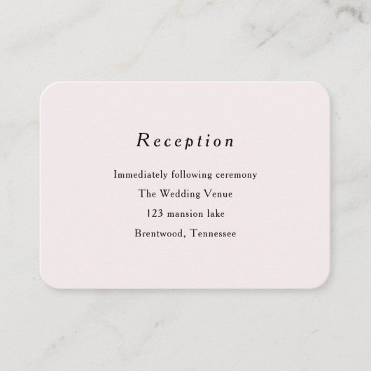 シンプル赤面ピンクのシック小さな結婚詳細カード エンクロージャーカード (正面)