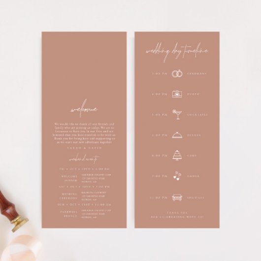 シンプル赤面ピンクのモダン結婚式のタイムライン