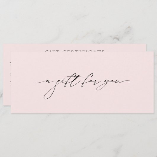 シンプル赤面ピンクエレガントモダンギフト証明書 (正面/裏面)