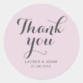 シンプル赤面ピンクサンキュー結婚ズ ラウンドシール (正面)