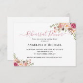 シンプル赤面ピンクフローラのリハ結婚ーサルディナー 招待状 (正面/裏面)