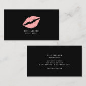 シンプル赤面ピンクブラックリップメイクアップアーティスト 名刺 (正面/裏面)