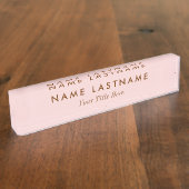 シンプル赤面ピンクモダンライトのタエレガントープガーリール デスクネームプレート (側面)