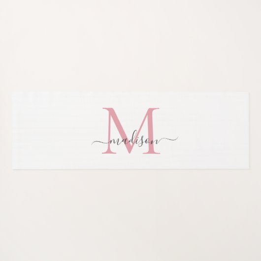 シンプル赤面ピンクモノグラムモダンスクリガーリープ ヨガマット (裏面(横))