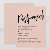 シンプル赤面ピンク延期結婚の発表 招待状 (正面/裏面)