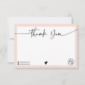 シンプル赤面ピンク感謝していユースクリプトロゴのqrコード サンキューカード (正面)