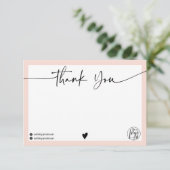 シンプル赤面ピンク感謝していユースクリプトロゴのqrコード サンキューカード (スタンド正面)