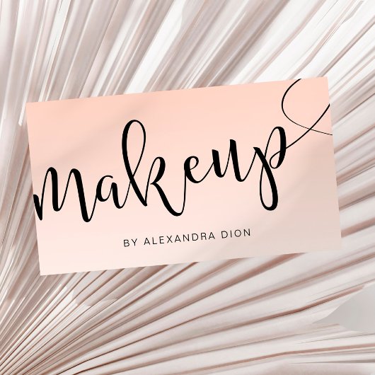 シンプル赤面ピンク手書き筆跡 名刺