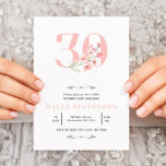 シンプル赤面ピンク白フローラ30th誕生日 招待状<br><div class="desc">シンプル赤面ピンク白フローラ30th誕生日 |大人の誕生日招待状 |ガーリーエレガントベビーピンクと白30招待状 |誕生祝い</div>