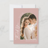 シンプル赤面ピンク結婚ズ サンキューカード (正面)