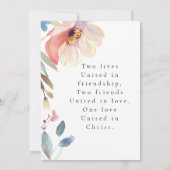 シンプル赤面フラワーモダンクリスチャン結婚ズ セーブザデート (裏面)