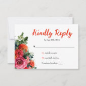 シンプル赤面フローラの水の色オレンジ 出欠カード (正面)