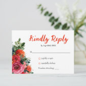 シンプル赤面フローラの水の色オレンジ 出欠カード (スタンド正面)