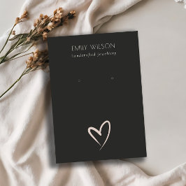 シンプル赤面ブラックハートスタッドイヤリングディスプレイ 名刺