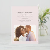 シンプル赤面モダンピンクの写真の日付を保存 セーブザデート (スタンド正面)