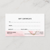 シンプル赤面モダンピンクアゲートギフトカード 名刺 (裏面)