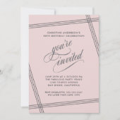 シンプル赤面モダンピンクバースデーパーティー 招待状 (正面)