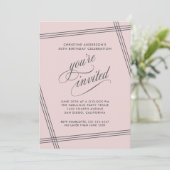 シンプル赤面モダンピンクバースデーパーティー 招待状 (スタンド正面)