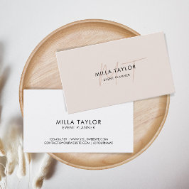 シンプル赤面モダンピンクモノグラムフェミニンロゴ 名刺