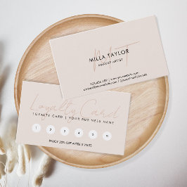 シンプル赤面モダンピンクモノグラムフェミニンロゴ 名刺