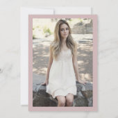 シンプル赤面モダンピンク写真甘い16 16 招待状 (裏面)