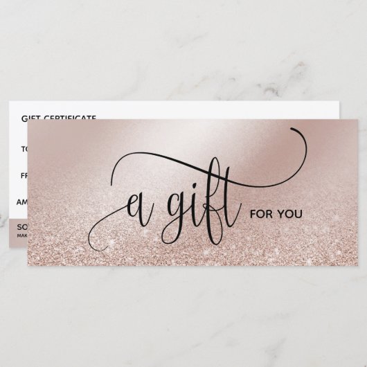 シンプル赤面モダンピンク証明書ギフトカード (正面/裏面)