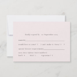 シンプル赤面ラ淡い色のイトピンク無地のミール選択 出欠カード