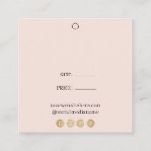 シンプル赤面ロゴソーシャルメディアの価格ぶら下がったラベル スクエア名刺 (裏面)