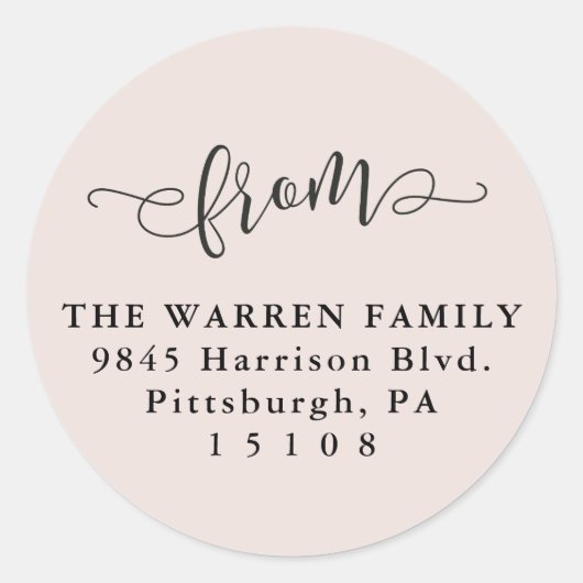 シンプル赤面保存日付差出人住所 ラウンドシール (正面)