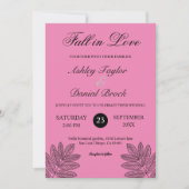 シンプル赤面素朴ピンクボホリーフ秋の結婚式 招待状 (正面)