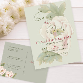 シンプル赤面素朴PeonyのPを保存結婚する ポストカード