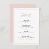 シンプル赤面縁どピンクエレガントウェディング エンクロージャーカード (正面/裏面)