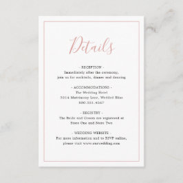 シンプル赤面縁どピンクエレガントウェディング エンクロージャーカード