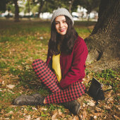 シンプル赤黒シック素朴バッファローチェックパターン レギンス