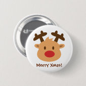 シンプル赤鼻トナカイ子ボタン 缶バッジ (正面&裏面)