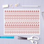 シンプル赤/白のクリスマスアイコンのパターン 薄葉紙 (クラフト)