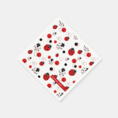 シンプル赤、黒、白のラディバグパターン スタンダードカクテルナプキン (角)