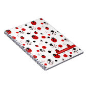 シンプル赤、黒、白のラディバグパターン ノートブック (右側)