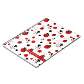 シンプル赤、黒、白のラディバグパターン ノートブック (左側)