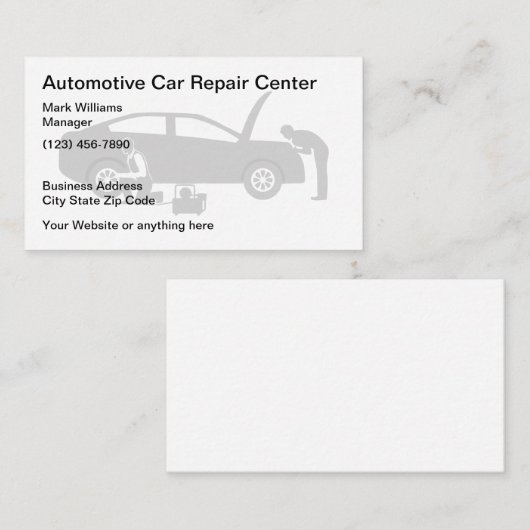 シンプル車の車修理サービス 名刺 (正面/裏面)
