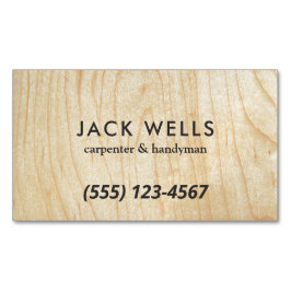 シンプル軽木木木目大工と便利屋バス マグネット名刺