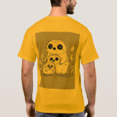 シンプル輪郭と形状パンダデザイン Tシャツ (裏面)