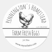 シンプル農場生卵ラベル ラウンドシール (正面)