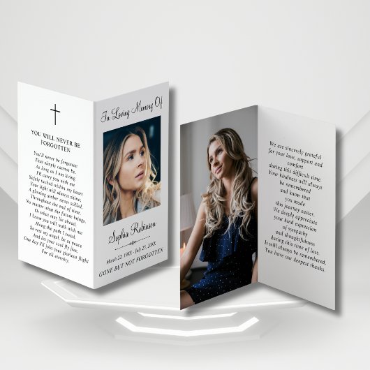 シンプル追悼写真フォルダー祈りの言葉カード