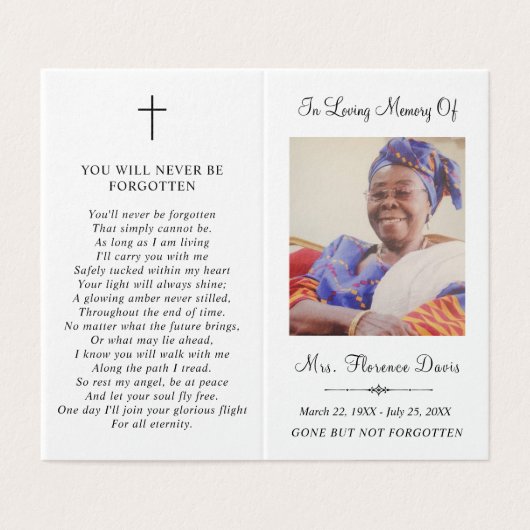 シンプル追悼写真フォルダー祈りの言葉カード (外部フラット)